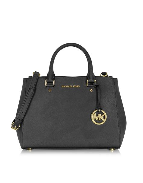 michael michael kors sutton medium leather satchel black|Michael Kors Sutton Medium Black Saffiano Leather Satchel.